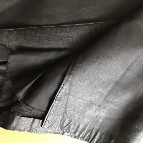 Vintage Comint Black Leather Skirt Long Size 11/12 Made in Argentina - Picture 6 of 8